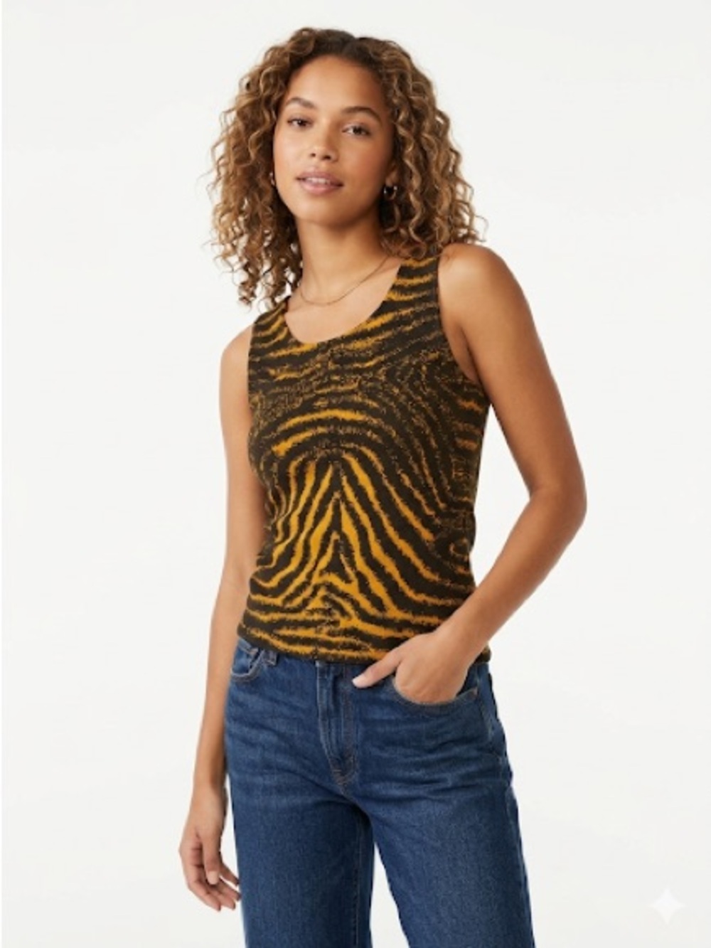 Wolford Velvet Bi-Colour Tank Top Stretchy Knit Animal Print Brown Medium